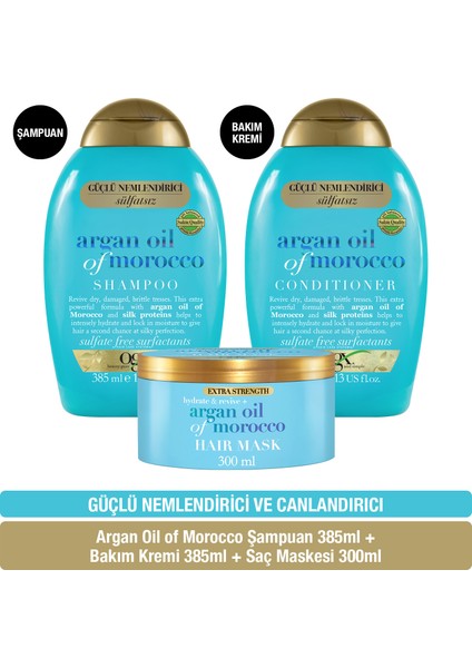 Nemlendirici Argan Oil Of Morocco Sülfatsız Şampuan + Sülfatsız Saç Kremi + Saç Maskesi