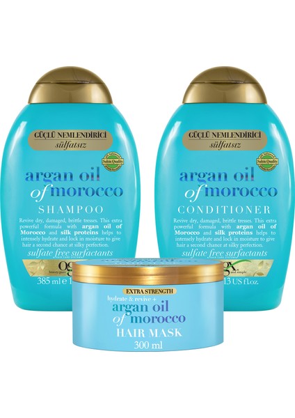 Nemlendirici Argan Oil Of Morocco Sülfatsız Şampuan + Sülfatsız Saç Kremi + Saç Maskesi fiyatları