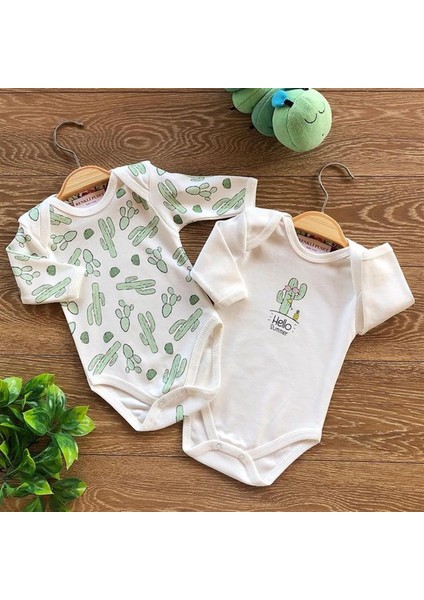 2'li Penye Bebek Uzun Kollu Body Zıbın Takım Kaktüs