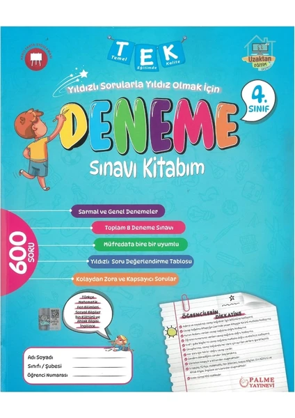 Palme Yayıncılık 4. Sınıf Tüm Dersler 8'li Deneme Sınavı 600 Soru