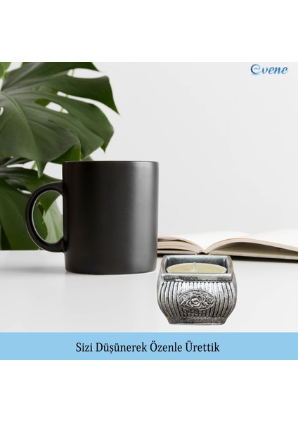 Mumluk Şamdan 3 Adet Tealight Uyumlu Üçlü Mini Çizgili Çiçekli Model