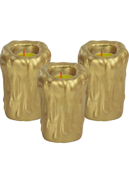 Mumluk Şamdan 3 Adet Tealight Uyumlu Üçlü Büyük Erimiş Mum Model