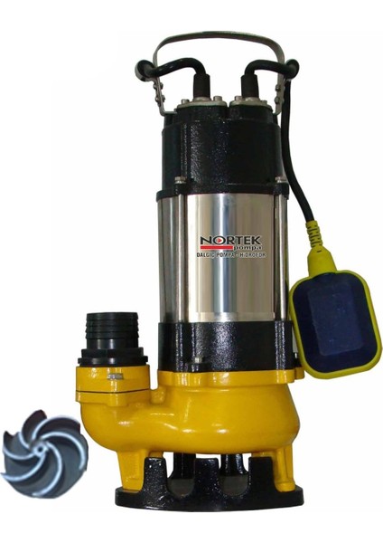 0.8 Hp 220V Parçalayıcılı Kırıcılı Açık Fanlı Foseptik Atık Pis Su Drenaj Dalgıç Pompa 2" Çıkışlı