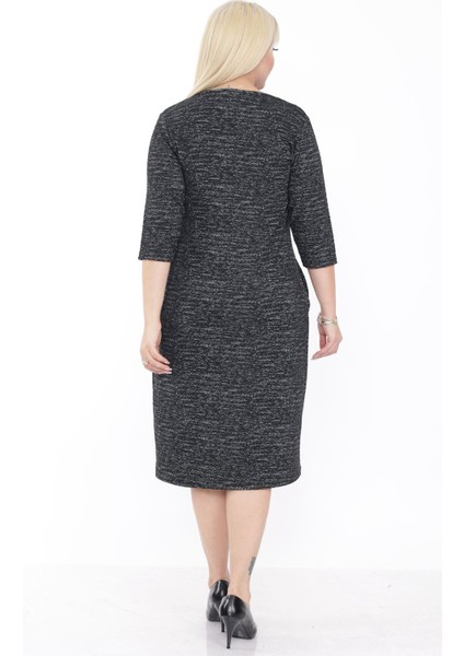 Büyük Beden Cepli Kışlık Esnek Elbise 42D-2232 indirimleri