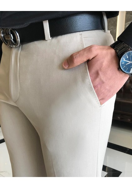 italyan kesim slim fit erkek pantolon bej T9458 modelleri