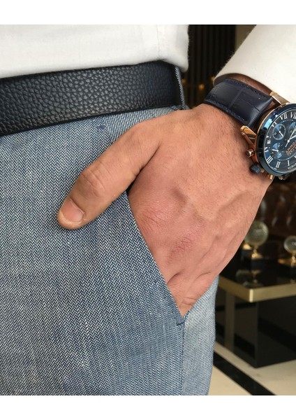 italyan kesim slim fit balıksırtı desen erkek pantolon mavi T9460 fırsatları