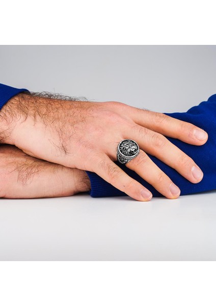 Kükreyen Aslan Figürlü 925 Ayar Gümüş Yüzük fiyatları