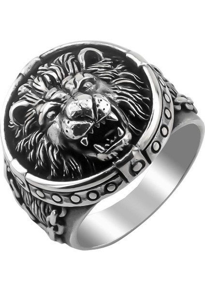 Kükreyen Aslan Figürlü 925 Ayar Gümüş Yüzük modelleri
