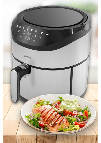 Foodfry 2000 Watt Yüksek Güç Inox Dokunmatik Airfryer Yağsız Sıcak Hava Fritözü