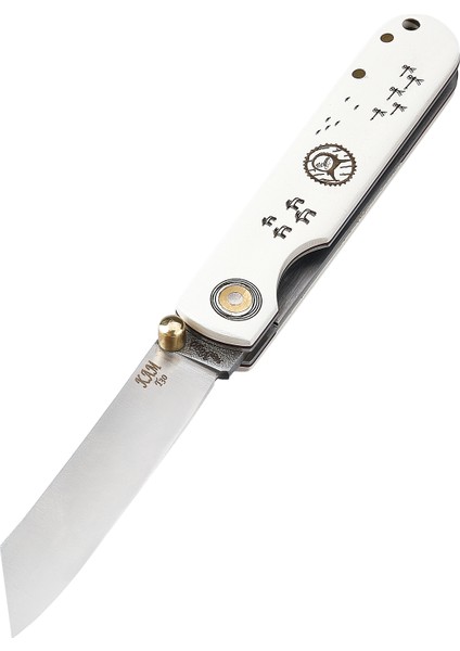 Kam Knife Içten Kilitli Taktikal Katsu Çakı - T30 N 690 Beyaz Kam Davulu Işlemeli