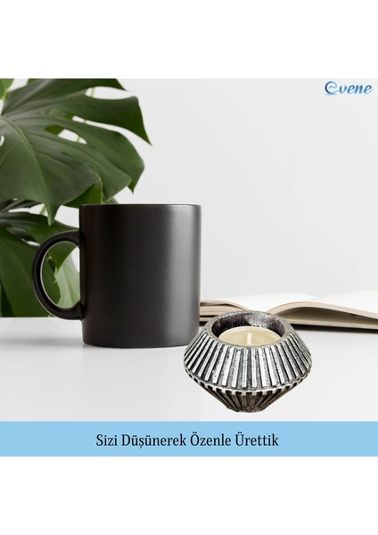Mumluk Şamdan 3 Adet Tealight Uyumlu Elmas Çizgili Model
