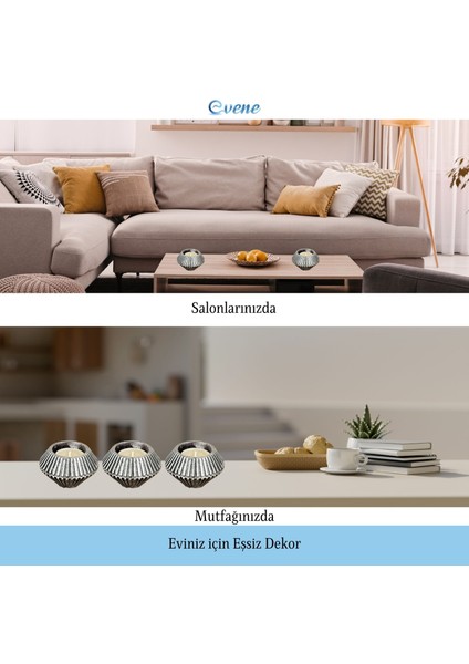 Mumluk Şamdan 3 Adet Tealight Uyumlu Elmas Çizgili Model