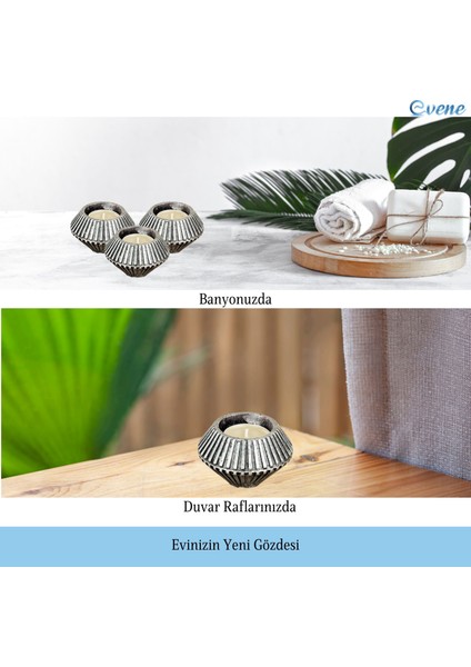 Mumluk Şamdan 3 Adet Tealight Uyumlu Elmas Çizgili Model