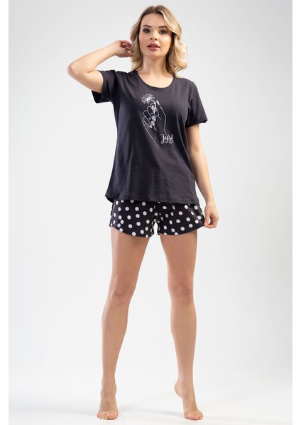 Pamuklu Kadın Kısa Kol Etegi Şortlu Pijama Takım modelleri