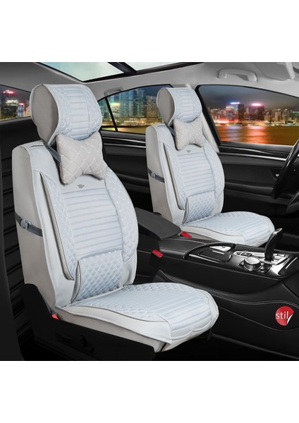 Honda Accord Lüx Deri Oto Koltuk Kılıfı Ön Arka Takım (Elit) Açık Gri