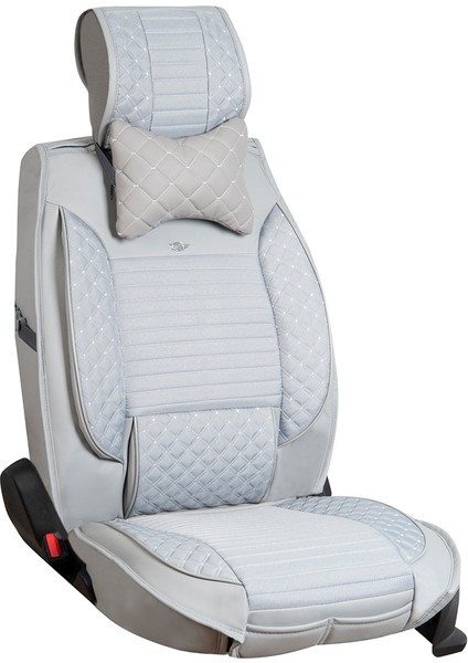 Volvo S60 Lüx Deri Oto Koltuk Kılıfı Ön Arka Takım (Elit) Açık Gri