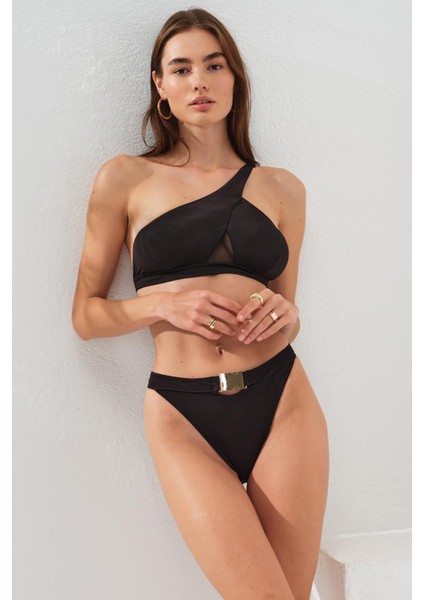 Kadın Dekolteli Tek Omuz Siyah Bikini 2C3T1N2O09 indirimleri