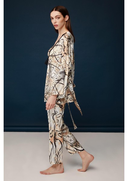 Kadın 3 Lü Saten Baskılı Pijama Takım 3C0T0N21 modelleri