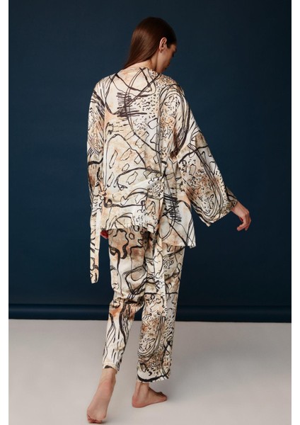 Kadın 3 Lü Saten Baskılı Pijama Takım 3C0T0N21 fırsatları