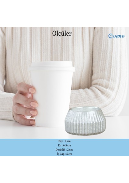 Mumluk Şamdan 3 Adet Tealight Uyumlu Çizgili Model