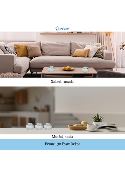 Mumluk Şamdan 3 Adet Tealight Uyumlu Çizgili Model