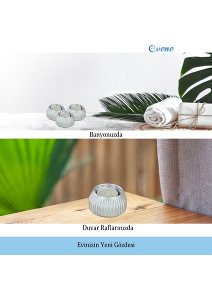 Mumluk Şamdan 3 Adet Tealight Uyumlu Çizgili Model