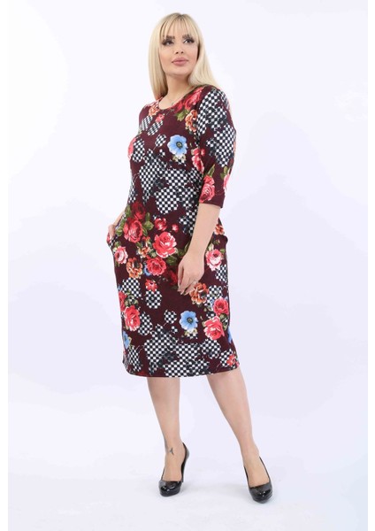 Desenli Cepli Büyük Beden Elbise 38C-2015 fiyatları