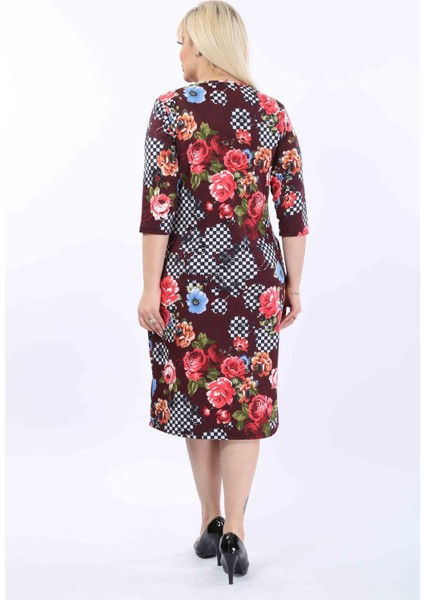 Desenli Cepli Büyük Beden Elbise 38C-2015 fırsatları