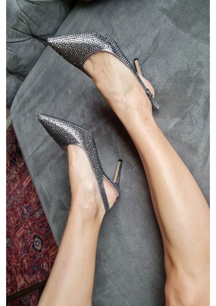 036 6169 Topukla Kadın Taşlı Topuklu Stiletto Abiye Ayakkabı