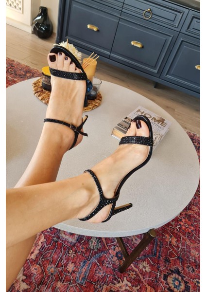 036 1455 Topukla Kadın Tek Bantlı Taşlı Bilekten Bağlamalı Topuklu Abiye Ayakkabı fırsatları