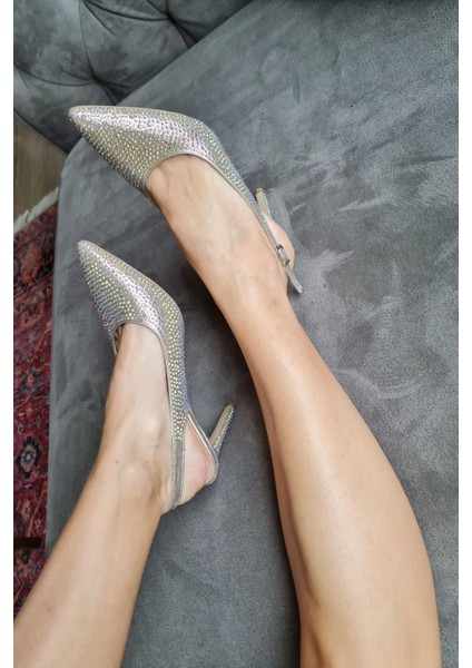 036 6169 Topukla Kadın Taşlı Topuklu Stiletto Abiye Ayakkabı