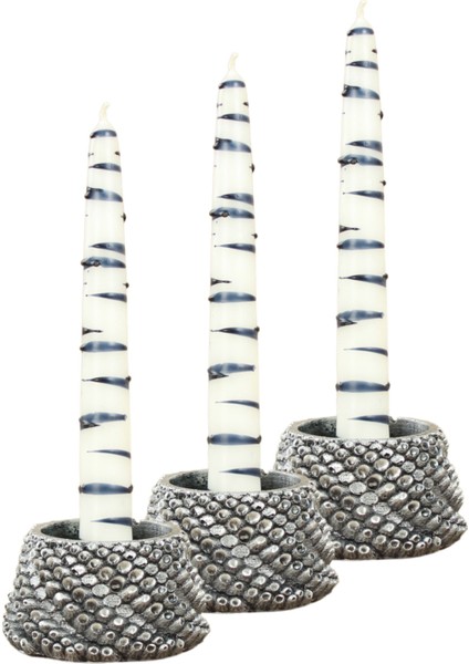 Mumluk Şamdan 3 Adet Tealight ve Ince Mum Uyumlu Ejderha Yumurtası Model
