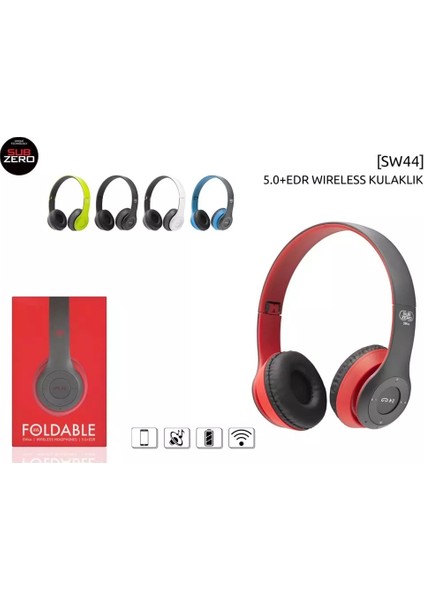 SW44 Bluetooth Katlanabilir Kulaklık - Gri/mavi