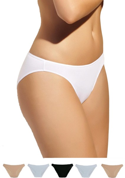 Kadın 5'li High Leg Brief Külot 2057 Çok Renkli
