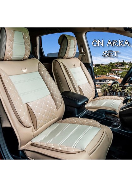 Fiat Egea Stw Lüx Deri Oto Koltuk Kılıfı Ön Arka Takım (Mars) Bej