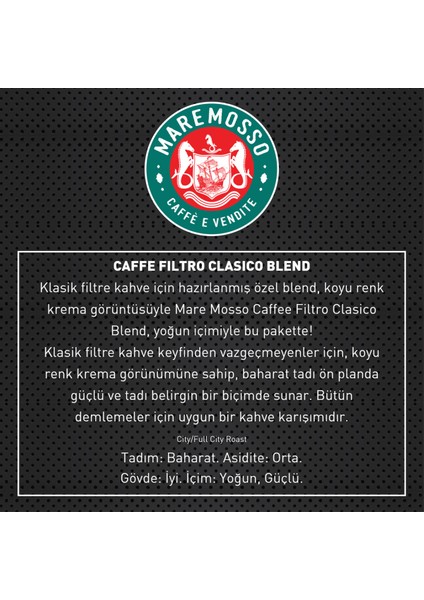 Caffe Filtro Clasico Klasik Filtre Kahve(ÇEKİRDEK) 250 GR.