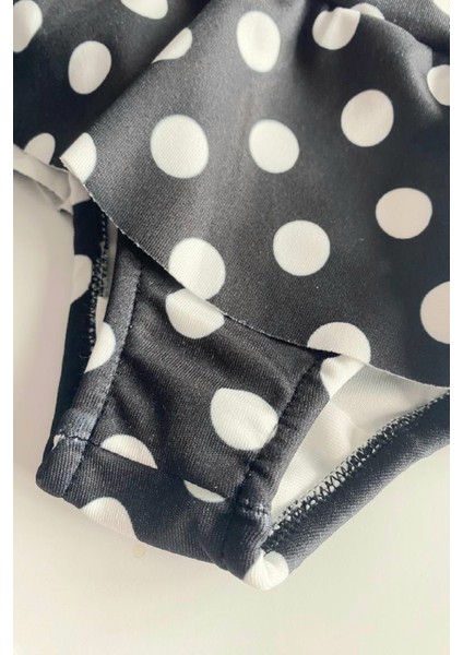 Trend Balina Desenli Güneş Korumalı Uzun Kol Crop Üst Mini Etek Bikini Altı Fırfırlı Bikini Takımı