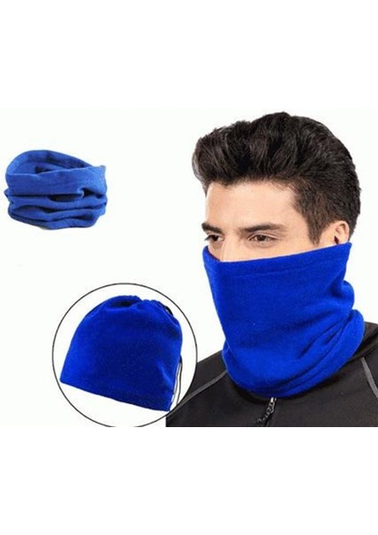 Mavi Renkli Bere Terletmez Kumaşlı Unisex Polar Bere Boyunluk fiyatları