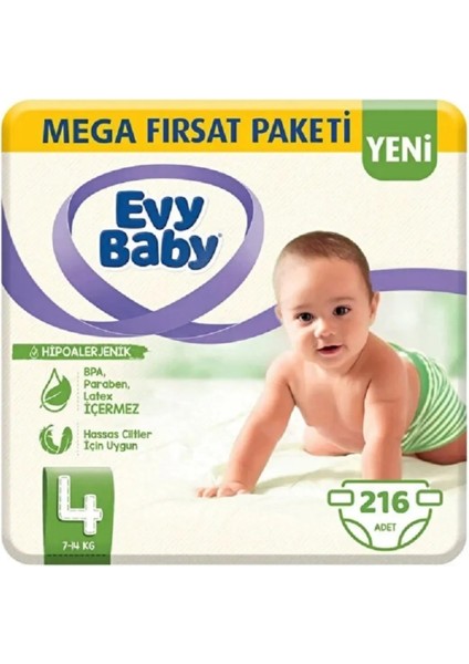 Bebek Bezi 4 Numara 7-14 kg 216 Adet