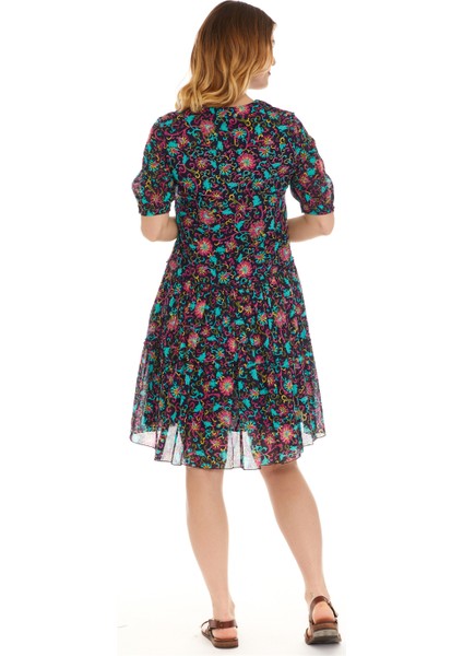 Kısa Kol Vual Lacivert Kısa Elbise fiyatları