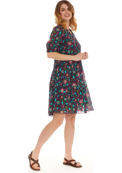 Kısa Kol Vual Lacivert Kısa Elbise modelleri