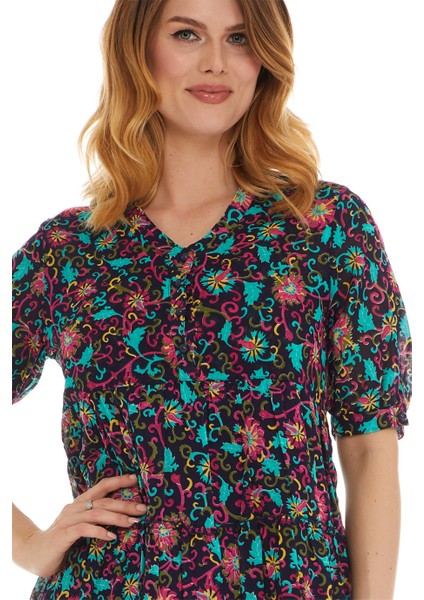 Kısa Kol Vual Lacivert Kısa Elbise indirimleri