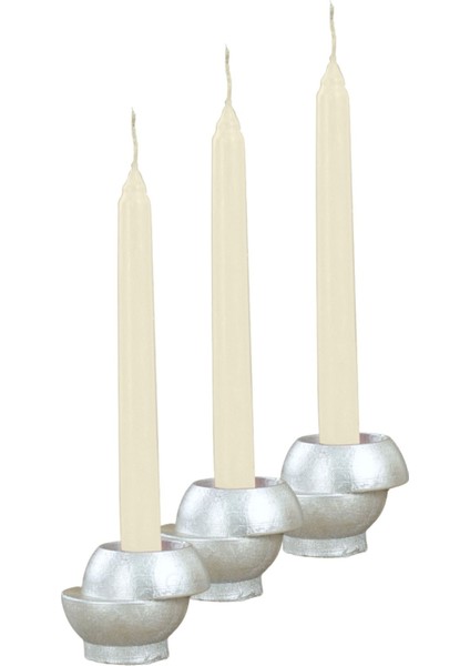 Mumluk Şamdan 3 Adet Tealight ve Ince Mum Uyumlu Kesik Model