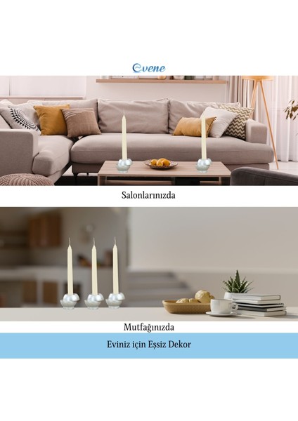 Mumluk Şamdan 3 Adet Tealight ve Ince Mum Uyumlu Kesik Model