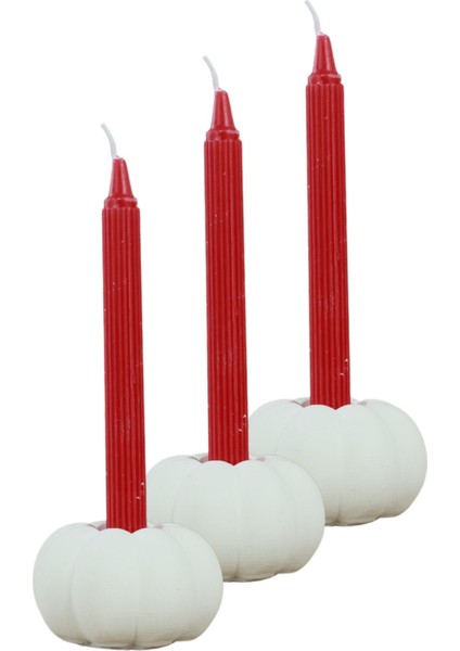 Mumluk Şamdan 3 Adet Tealight ve Ince Mum Uyumlu Kabak Model
