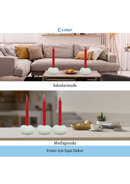 Mumluk Şamdan 3 Adet Tealight ve Ince Mum Uyumlu Kabak Model
