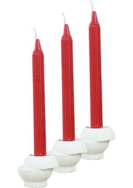 Mumluk Şamdan 3 Adet Tealight ve Ince Mum Uyumlu Kesik Model