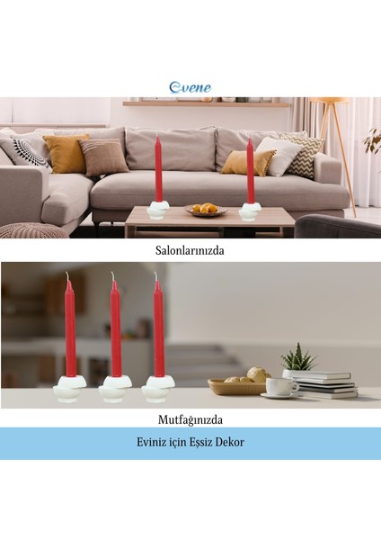 Mumluk Şamdan 3 Adet Tealight ve Ince Mum Uyumlu Kesik Model