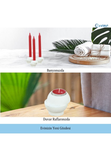 Mumluk Şamdan 3 Adet Tealight ve Ince Mum Uyumlu Kesik Model