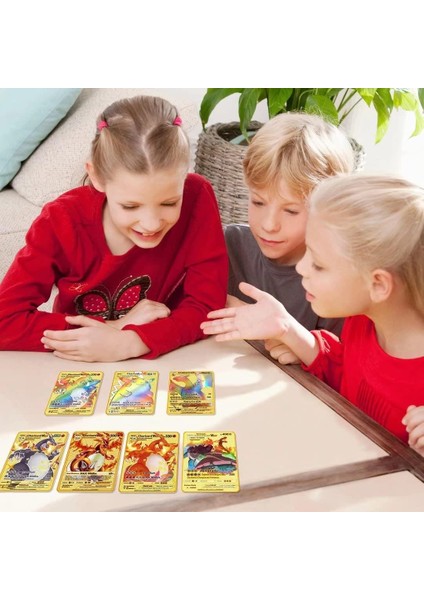 Ithal Pokemon Vmax Gold Card Tcg Dx Gx Altın Pvc Esnek Oyuncu & Koleksiyon Pokemon Kartı 10 Adet modelleri